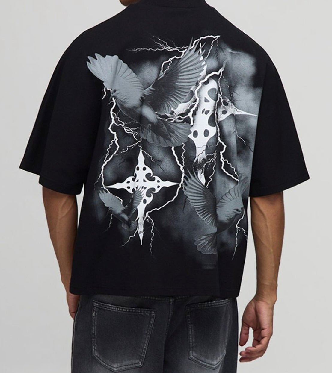 Black oversized boxy heavyweight angel T shirt
