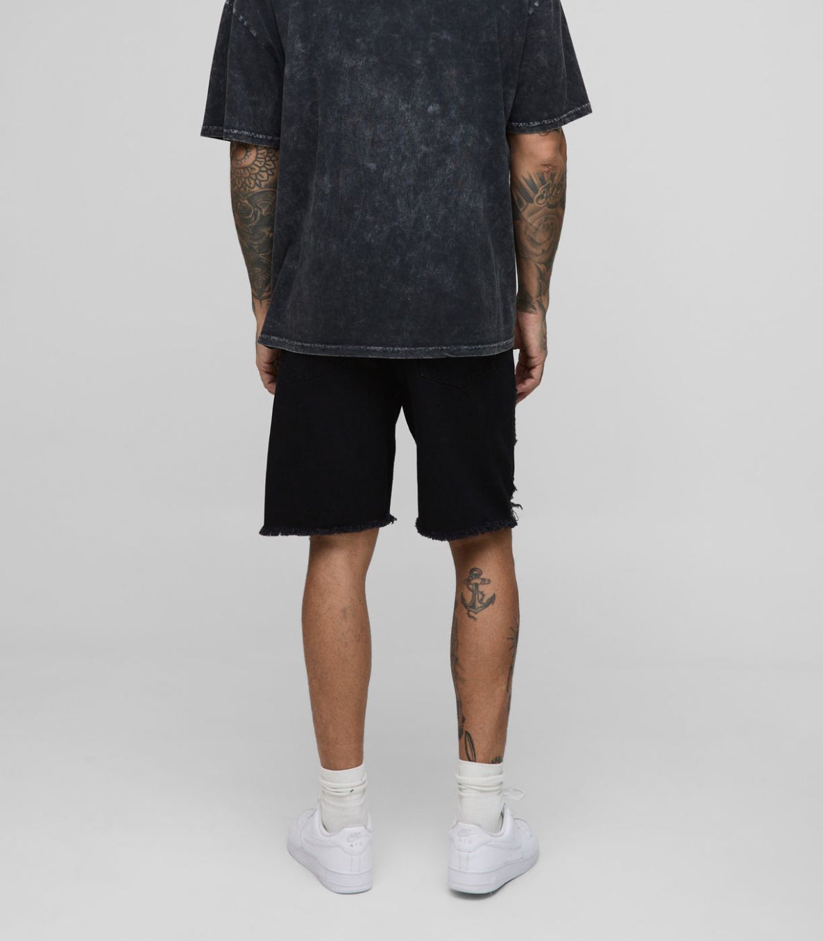 Tall relaxed ripped denim shorts