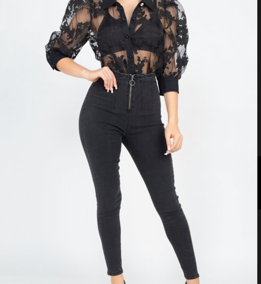 High waist denim jeans
