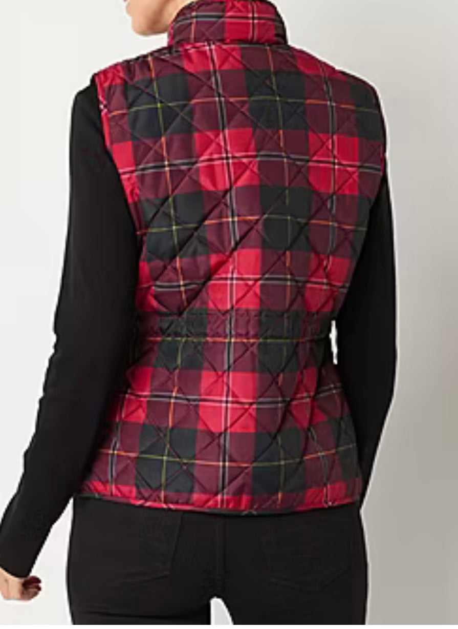 Heavyweight quilted vest size medium checker red