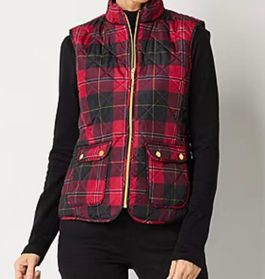 Heavyweight quilted vest size medium checker red
