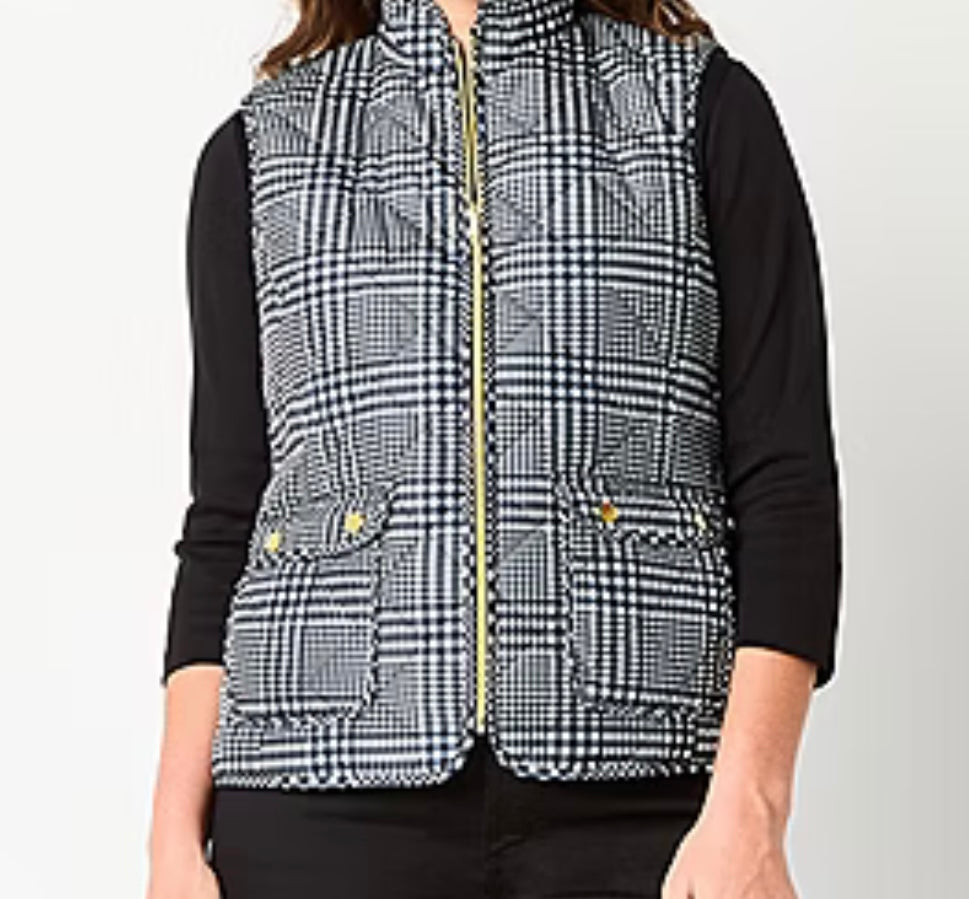 Heavyweight small quilted vest white and black