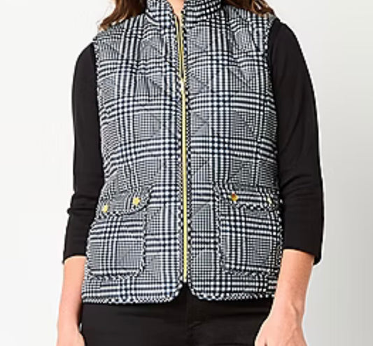 Heavyweight small quilted vest white and black