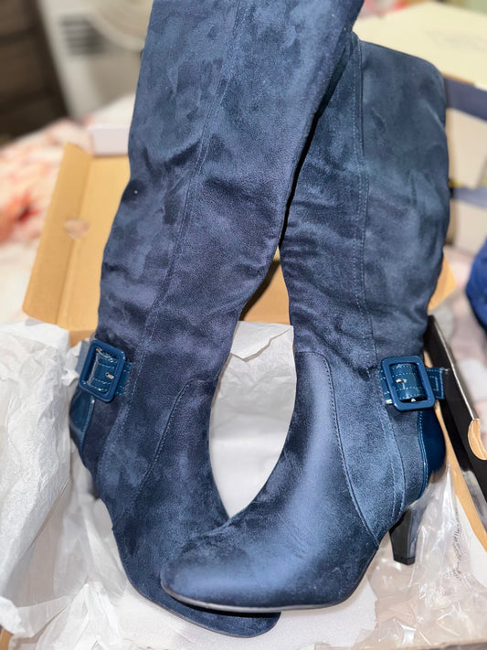Women Savio Cone Heel Dress Boots Blue